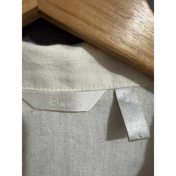 Kleen Women's Beige L Brown Trim Heavy Linen Tunic Top Lagenlook EUC - Picture 5 of 9